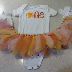 Carter's Colorful Tutu & One Piece 1st Birthday Outfit - Pink, Orange, Yellow